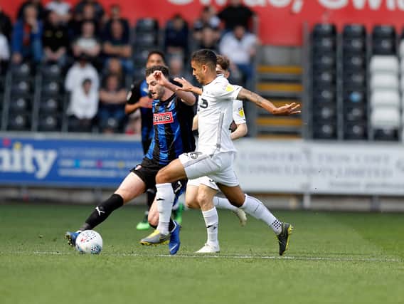 Anthony Forde in action at Swansea. Picture by Jim Brailsford