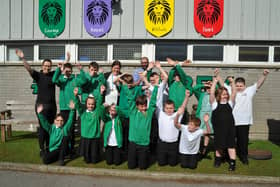 Staff and students at Abbey School