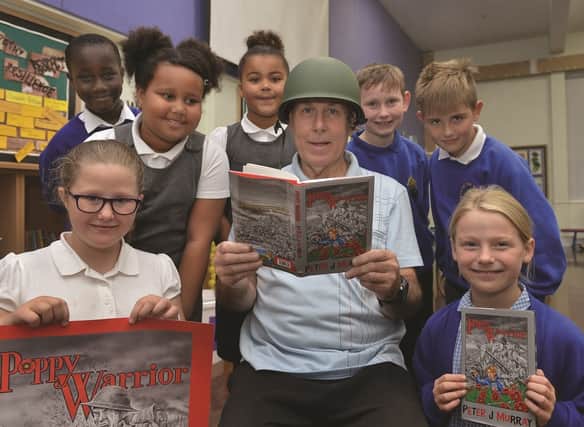 Author Peter J Murray was at Roughwood Primary School school recently with his new book Poppy Warrior.