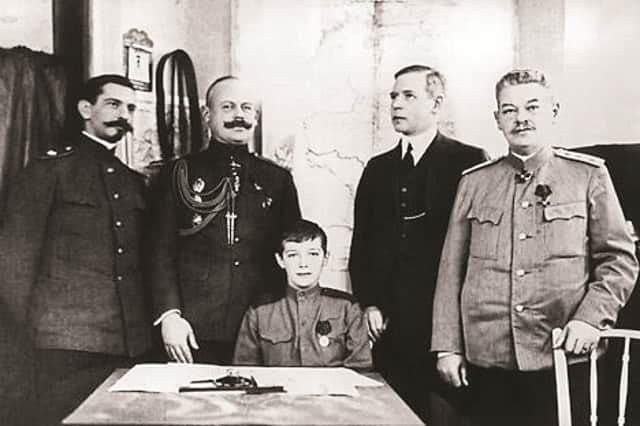 Gibbes (second right) with Tsarevich Alexei