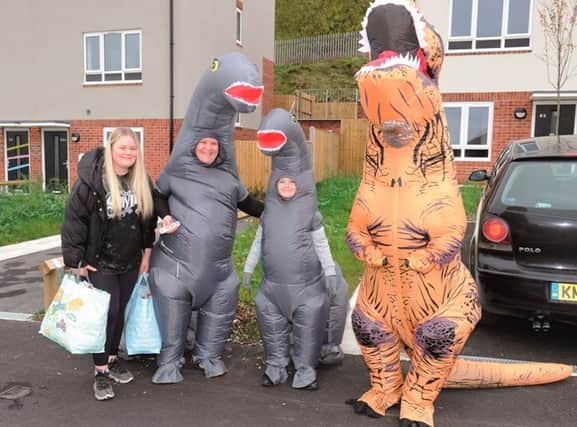 Faye-Louise, Claire Robinson, son Hayden and Ross Cockle spread Hallowe'en cheer