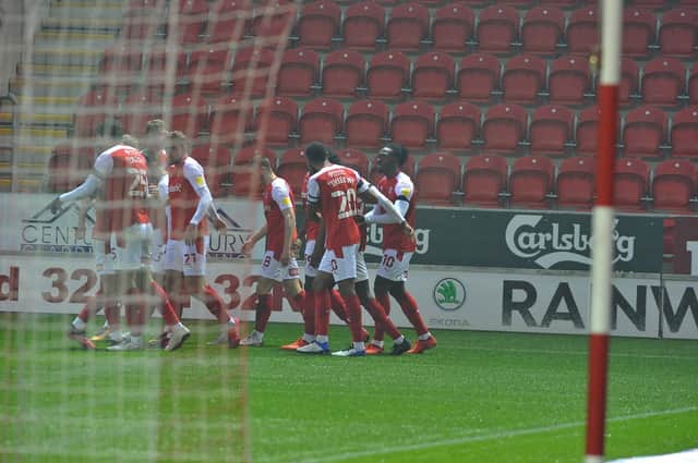 Goal celebrations for the Millers against Bournemouth. Pictures by Kerrie Beddows