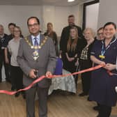 The Mayor of Rotherham, Cllr Tajamal Khan, opening the Snowdrop Suite at Rotherham Hospital. Left - Shahida Mehrban, specialist bereavement midwife. Right - lead midwife, Wharncliffe Ward, Hayley Lea.
