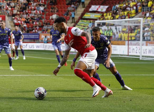 Andre Green in first-half action for Rotherham United. Picture: Jim Brailsford