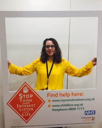 RMBC chief executive Sharon Kemp shows her support for World Mental Health Day by wearing yellow