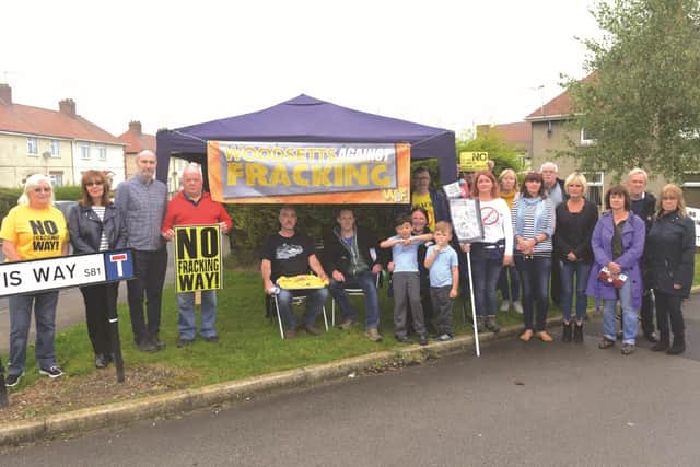 Protesters at an event in Woodsetts in September