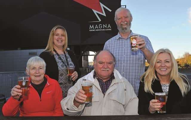 Raising a glass to celebrate 25 years of the Rotherham Real Ale and Music Festival, founder's, Jan and Jim Charters (front) along with (from left to right) Becky Gill, event organiser for Magna, Dr Steve Burns, festival chairman and Jane Underwood, representing Waste and Salvage Ltd (Rotherham), festival sponsor. 171023-2