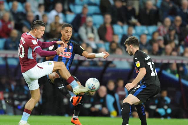 Zak Vyner and Ryan Manning scrap it out in Tuesday's defeat at Aston Villa.