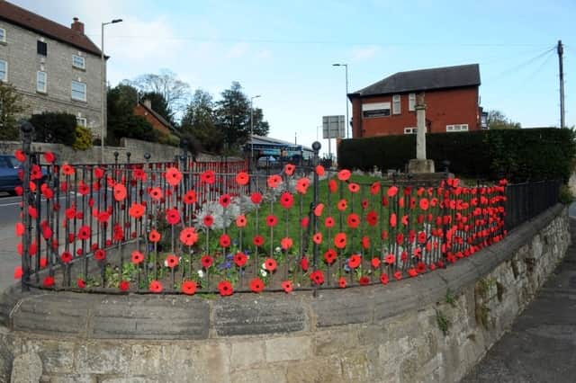 A poppy display in Maltby by the RBL branch in 2018