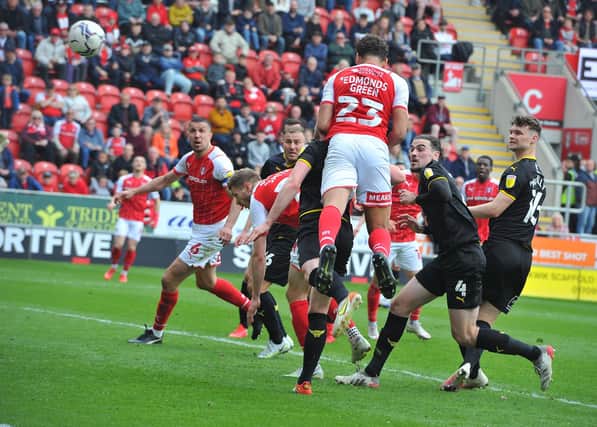 Rarmani Edmonds-Green equalises for Rotherham late in the first half. Pictures by Kerrie Beddows