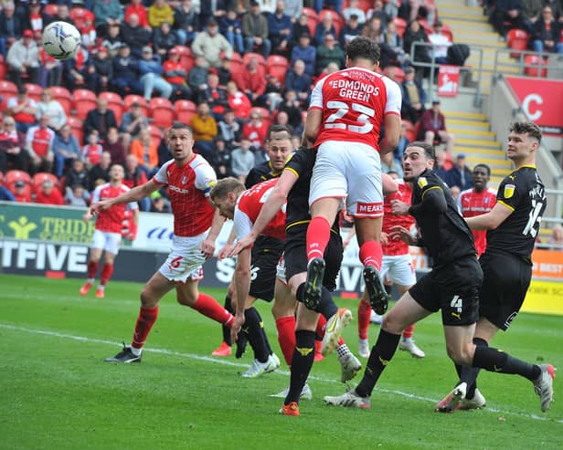 Rarmani Edmonds-Green equalises for Rotherham late in the first half. Pictures by Kerrie Beddows