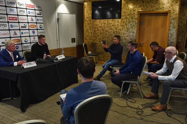 Matt Taylor and Tony Stewart talks to the media at New York Stadium. Picture by Dave Poucher