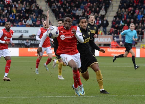 Chiedozie Ogbene in first half-action. Picture by Kerrie Beddows