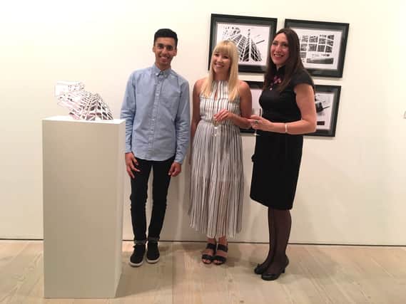 Sohail with Abigail and Lyn at the exhibition opening.