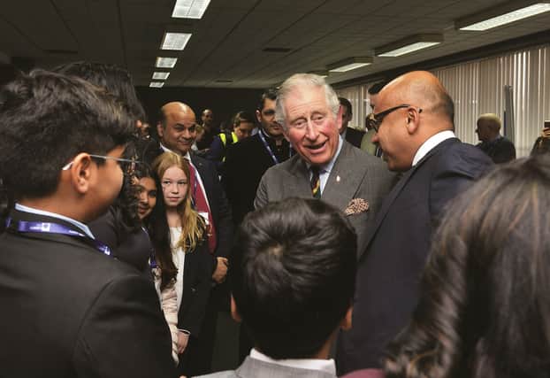The Prince of Wales meets youngsters at Liberty Steel.