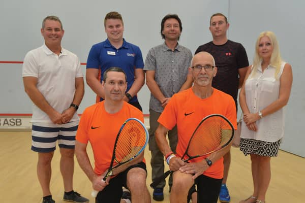 Pictured (left to right) back row: RCL Squash chairman Steve Salf, Rotherham Leisure Centre duty manager Kallum Wainwright, first team captain Mario Gal, sponsor Adam Yates of Yates Dry Wall Ltd, sponsor Linda Wright of Angelin Care and front: Richard Moxon and veterans captain Trevor Dawson. 184056