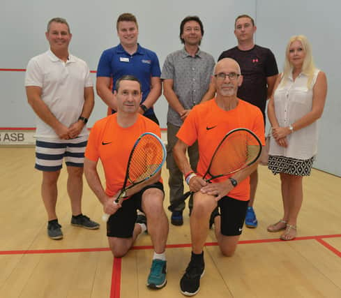 Pictured (left to right) back row: RCL Squash chairman Steve Salf, Rotherham Leisure Centre duty manager Kallum Wainwright, first team captain Mario Gal, sponsor Adam Yates of Yates Dry Wall Ltd, sponsor Linda Wright of Angelin Care and front: Richard Moxon and veterans captain Trevor Dawson. 184056