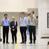 (From left) Amer Liaqat and Sema Al-Attbi of Airbus UK with Dr Lloyd Tinkler and Dr Scott Dufferwiel of the AMRC