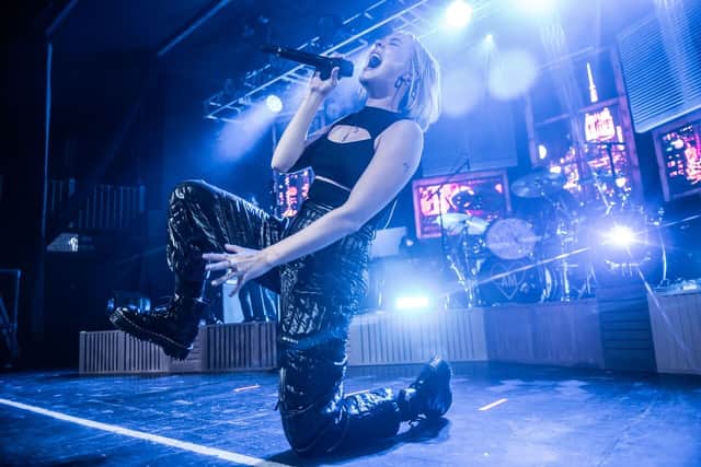 Caption: Anne-Marie giving it everything she’s got on the 02 Academy stage in Sheffield. Photo: @shotbyphox / Phoebe Fox