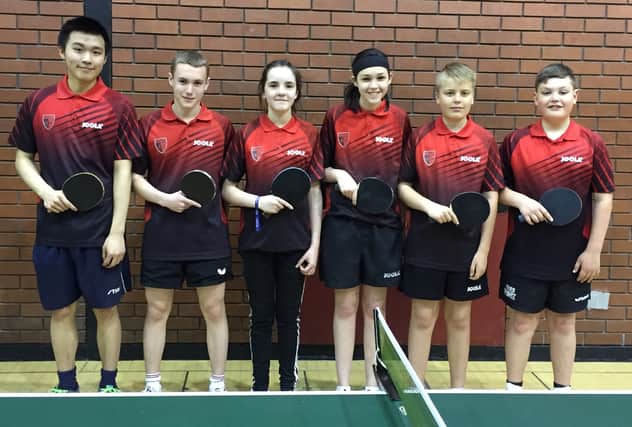* READY TO GO...Rotherham Scorpions competitors (left to right) Edmund Lau, Aaran Radford, Lucie Smith, Amy Marriott, Lewis Ellams and Adam Szabo.