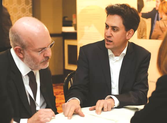 Ed Miliband (pictured right) at a HS2 consultation event in Mexborough