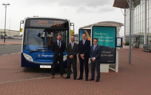 Pictured left to right: Chris Harcombe,  head of aviation development at Doncaster Sheffield Airport; Steve Gill, chief executive Doncaster Sheffield Airport; Matt Davies, managing director Stagecoach Yorkshire; Rick O’Toole,  corporate and trade partnership executive, Doncaster Sheffield Airport.