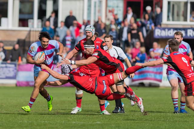 JAKE Henry, the Titans' try scorer in action against Hartpury. Picture: TREVOR HUPTON