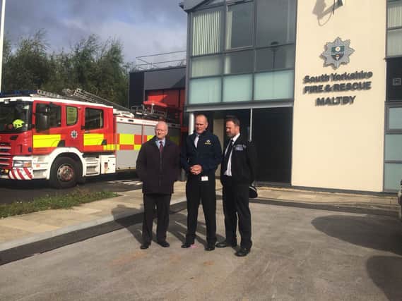 Police and Crime Commissioner Dr Alan Billings, Chief Fire Officer James Courtney and SYP Chief Superintendent Rob Odell