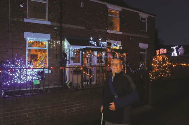 Roy Vickers (81) from, Mexborough Road, Bolton, who has trimmed his house up to raise money for a Doncaster children's hospice. 172155-1