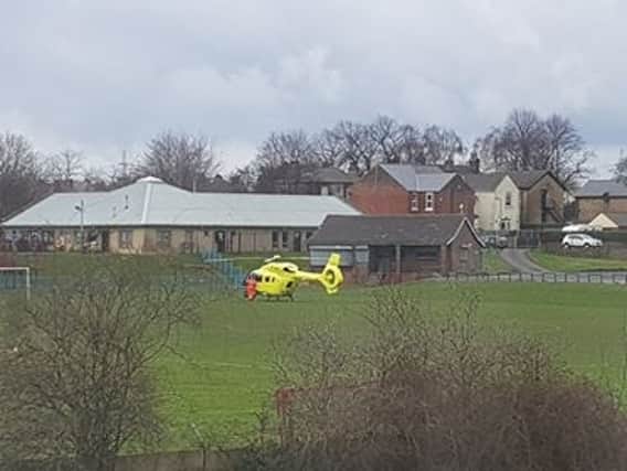 The air ambulance landed at Kilnhurst Recreation Ground. Picture: Claire Cheadle