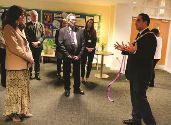 The Mayor of Rotherham Cllr Tajamal Khan cut a ribbon to officially open the Elements Academy at Dinnington, watched by staff and special guests.