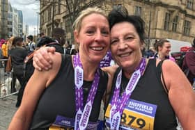 Lisa and Lynn after beating the Sheffield Half-marathon in 2019