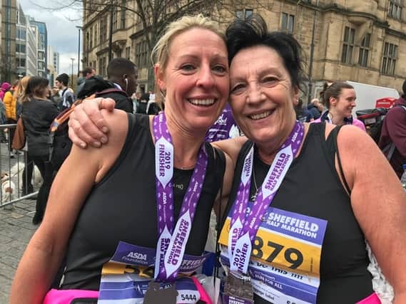 Lisa and Lynn after beating the Sheffield Half-marathon in 2019