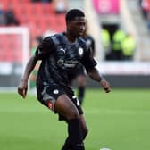 Trialist Sullay Kaikai plays for Rotherham United against Middlesbrough last night at AESSEAL New York Stadium. Picture: Dave Poucher
