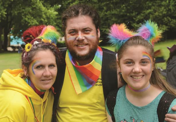 The Taylor family donned rainbow colours for Rotherham Pride.
From left to right are: Lesley, John and Jasmine
