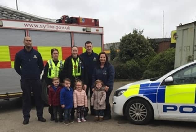 Maltby Blue Watch joined PCSOs from Rotherham South for the visit to Dinnington Pre-School.