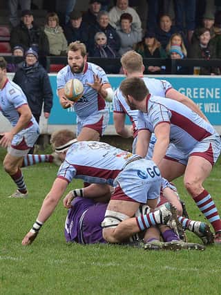 Joe Barker takes a pass in Saturday's setback against Loughborough.