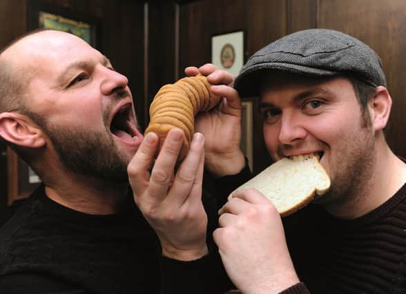 Dan (right) with Jaffa Cake fan Dave Spittlehouse