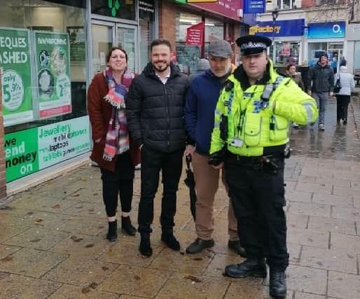 PC Paul Jameson with Juliette and Phil from RMBC's resettlement team and Tony Kay from the drugs service.