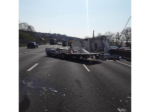 The scene on the M1 on Saturday morning. Photo: Highways England.