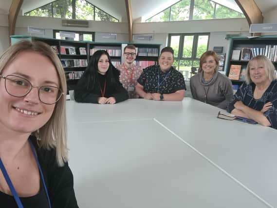 Sophie Short, The Source's community and engagement Officer, is pictured at Mowbray Gardens library with young attendees Paige Jordan, Lex Keehner and Choe Granger; Gillian Moss, RMBC’s operational manager; and Val Pitcher, Rotherham’s central libraries team leader.