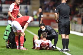 Joe Mattock suffers his latest injury against Wycombe Wanderers
