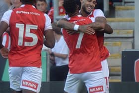 Andre Green scores for Rotherham United against Sheffield United. Picture: Kerrie Beddows