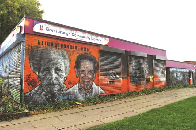 Street art painted on the exterior of Greasbrough Community Library