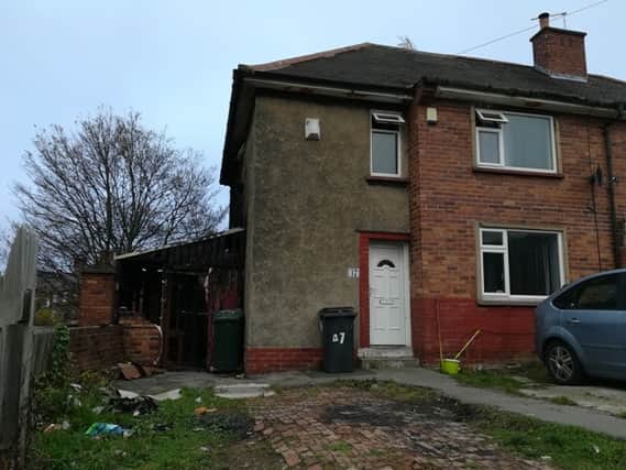 Nikki Allen's house on Ridgeway, East Herringthorpe, following the fire which destroyed the lean-to