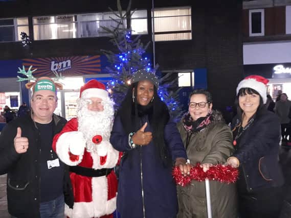 Pictured with Santa are (from left): Cllr Sean Gibbons, Janine Dyer, Cllr Bev Chapman and Joanne Goodban of Wetherspoons.
