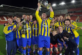 Westville celebrate winning the Rotherham Charity Cup in 2016.