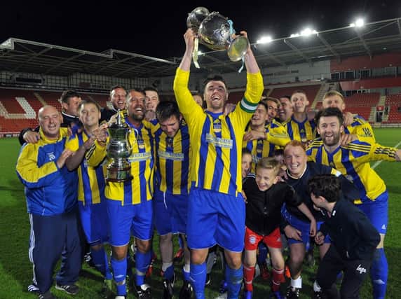 Westville celebrate winning the Rotherham Charity Cup in 2016.
