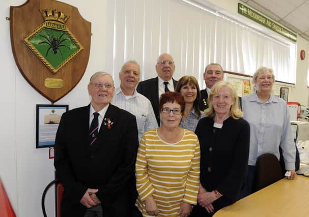 Representatives from Mexborough Naval Association , Mexborough and District Heritage Society , The Great War Association and The Royal British Legion who were at the unveiling of the HMS Tarantula plaque which can now be viewed at Mexborough Library.191417-1