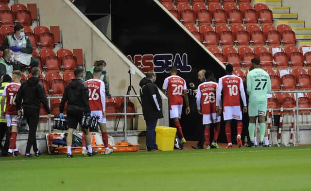 The players leave the field because of a drone over AESSEAL New York Stadium